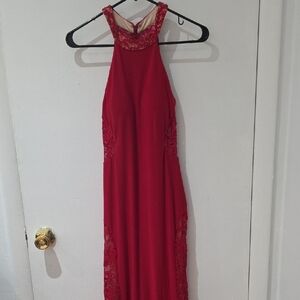 Elegant Red Lace Women's Dress